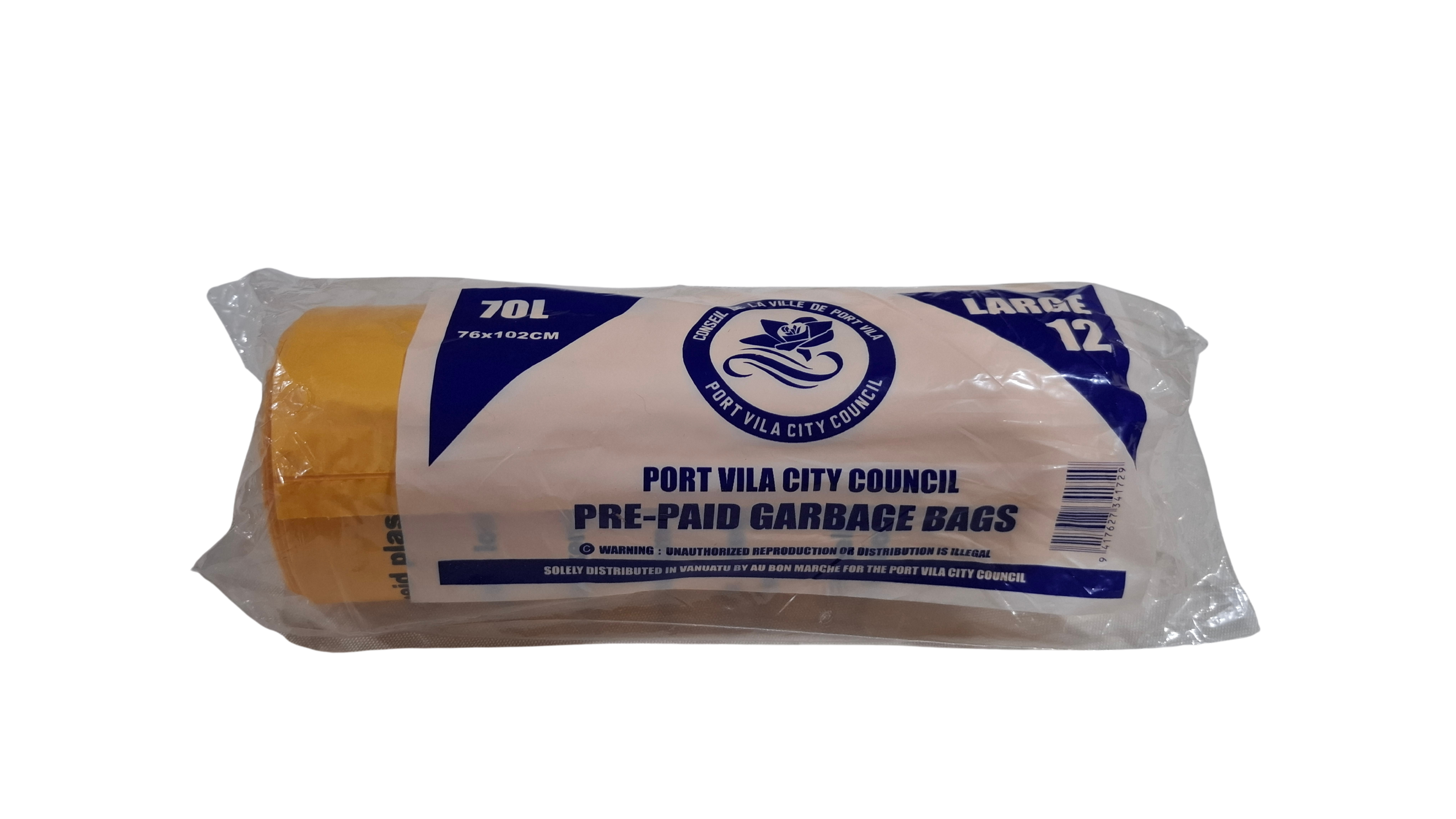 Pack of 12 Port Vila City Council Garbage Bags (70L)